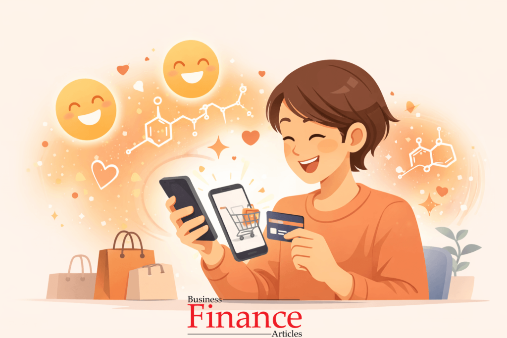 visual representation of emotional impulse buying driven by dopamine and mood