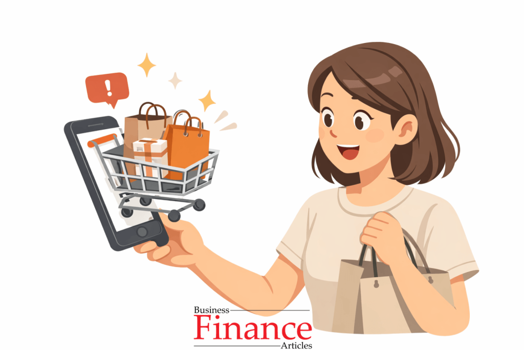 illustration of a shopper making an unplanned purchase due to impulse buying behavior