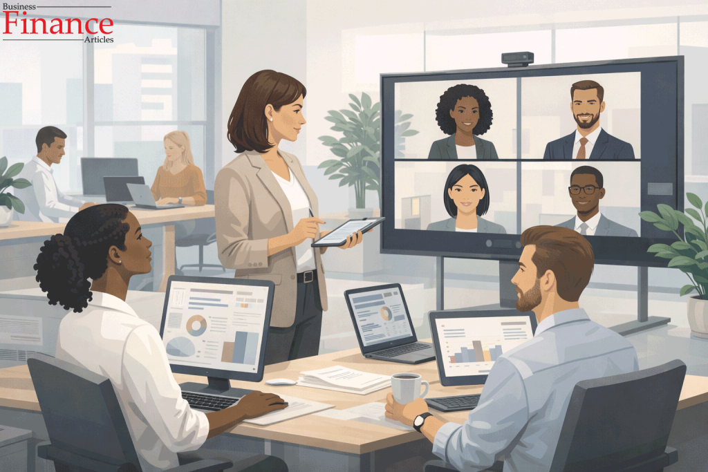 Modern human resource manager working with hybrid and remote teams