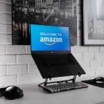 Amazon logo on laptop screen