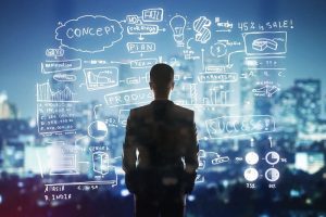 man watching plan map