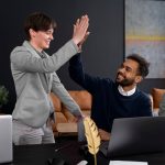 persons happy in the office