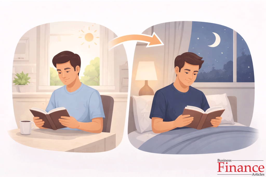 Daily reading habit in morning and night routine
