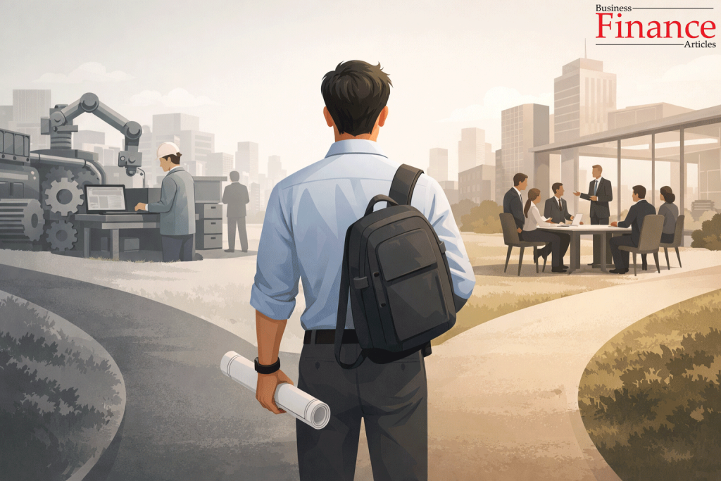 Engineer evaluating MBA versus technical career specialization