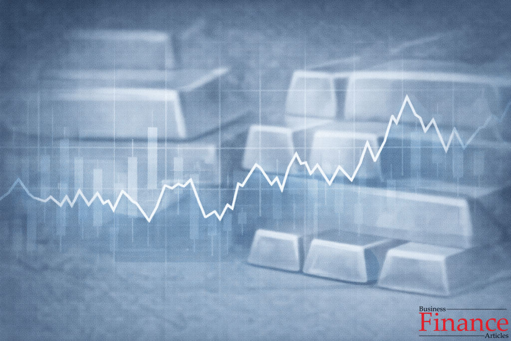 Abstract illustration showing silver price volatility and investment risk