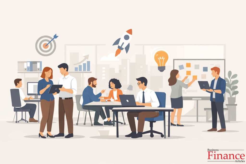 Empowered employees making decisions in a creative workplace environment