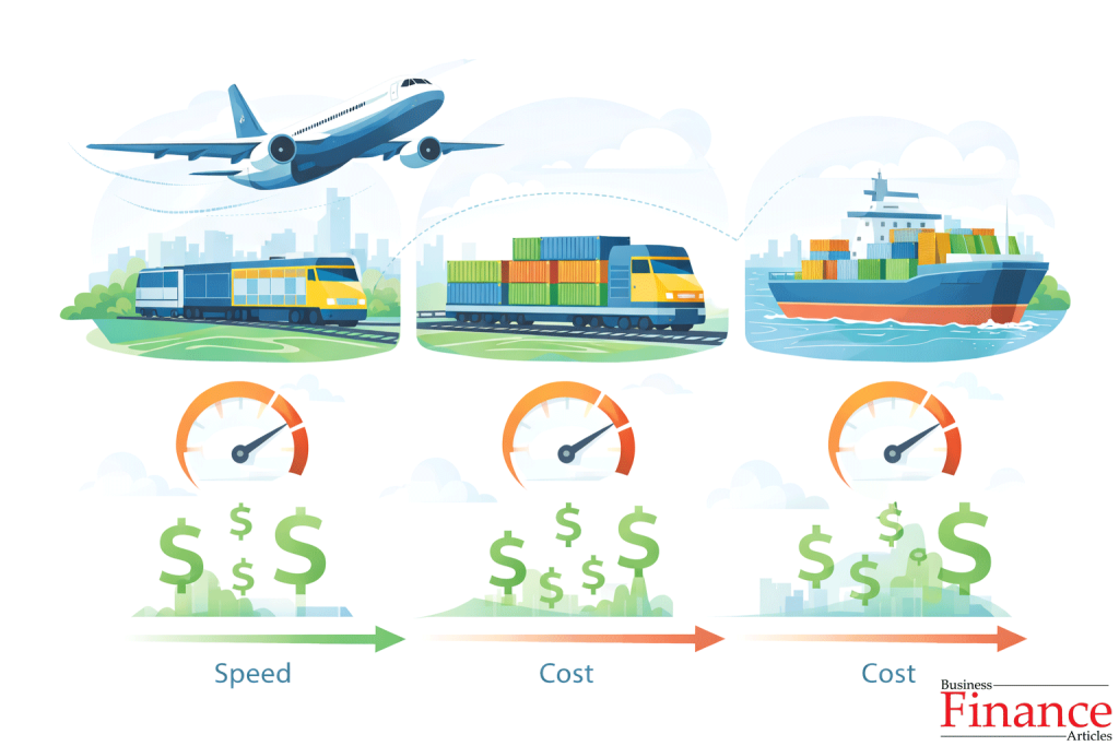 Comparison of air transport with rail and sea transport for business logistics