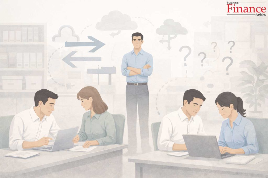 Teams interpreting leadership direction differently, showing potential misalignment under authoritative leadership