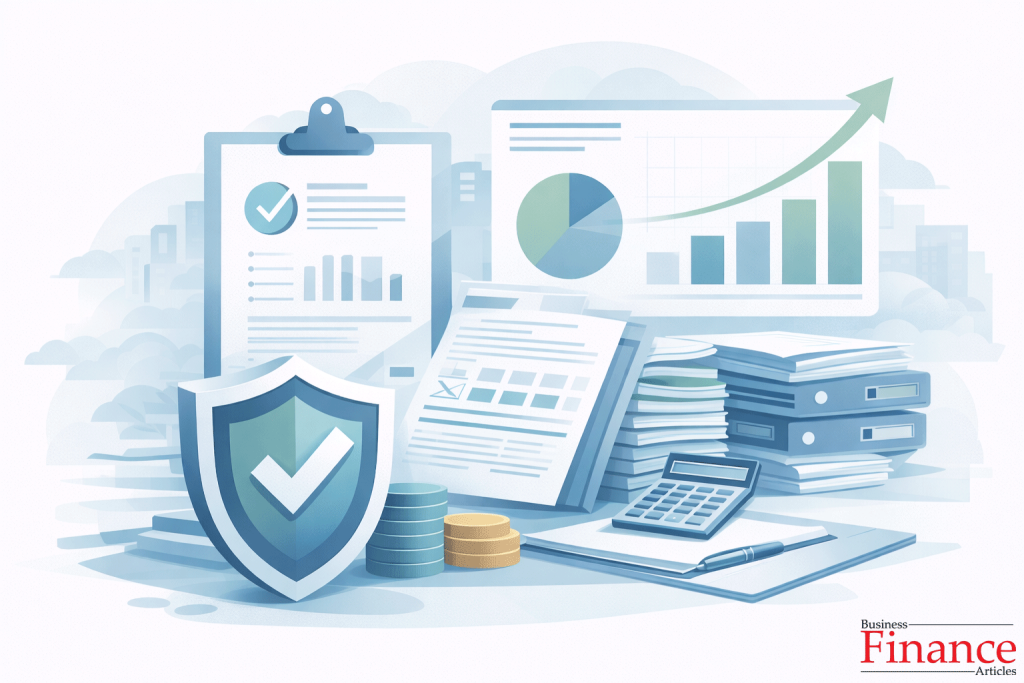 Illustration showing business asset protection and organized financial documentation