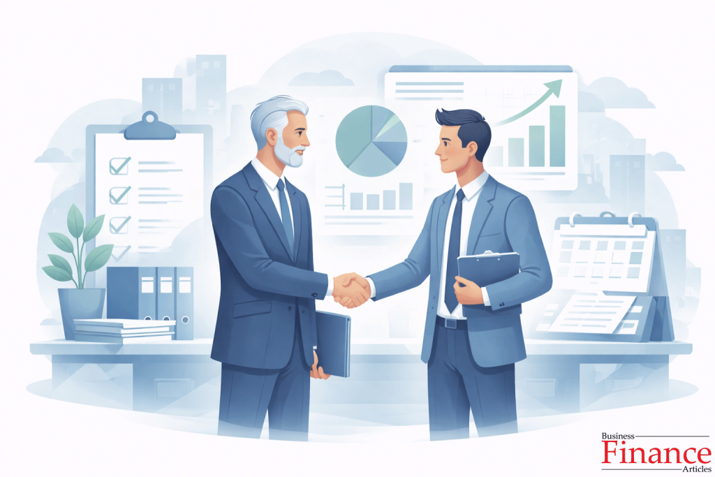 Illustration representing business succession planning and generational leadership transition