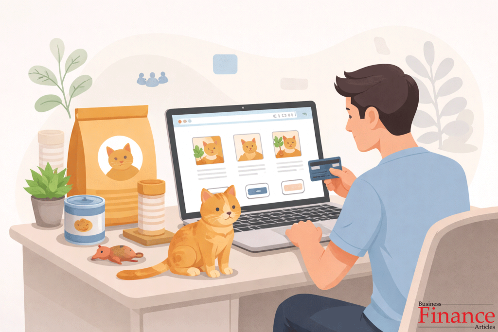 • Cat owner shopping for cat products online during COVID-19