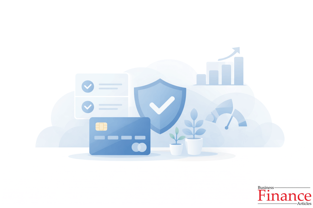 Illustration representing credit score improvement and responsible credit card usage