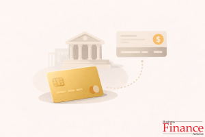 Debit card linked directly to a bank account in an everyday banking context