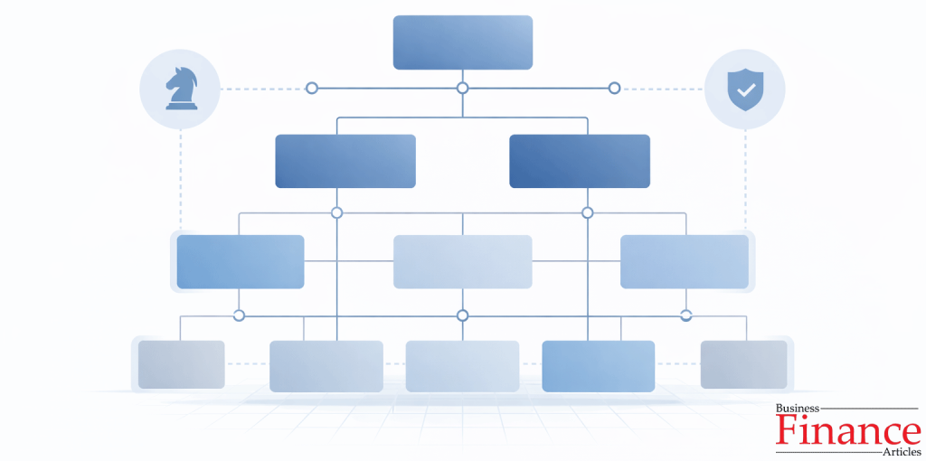 Layered enterprise risk management architecture diagram representing structured reputational risk oversight