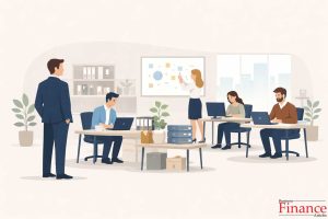 Laissez-faire leadership style showing a manager allowing employees to work independently