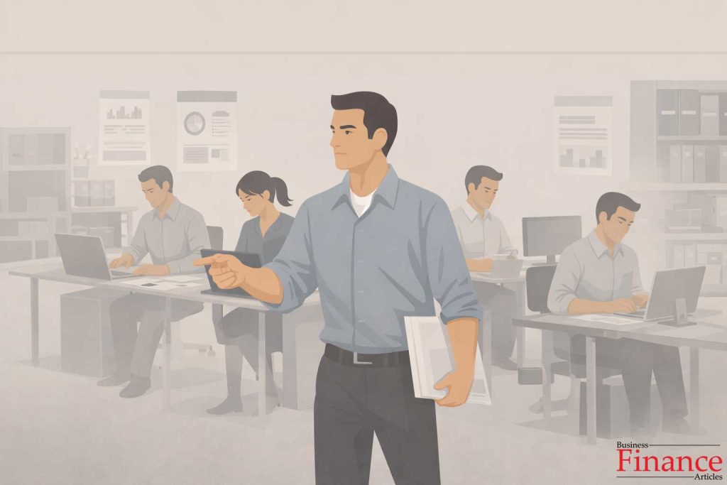 Pacesetting leadership style illustrated by a high-performing leader setting a fast pace for a professional team in a modern workplace