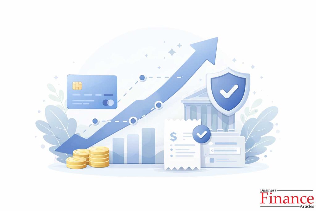 Illustration showing responsible credit usage and gradual credit improvement