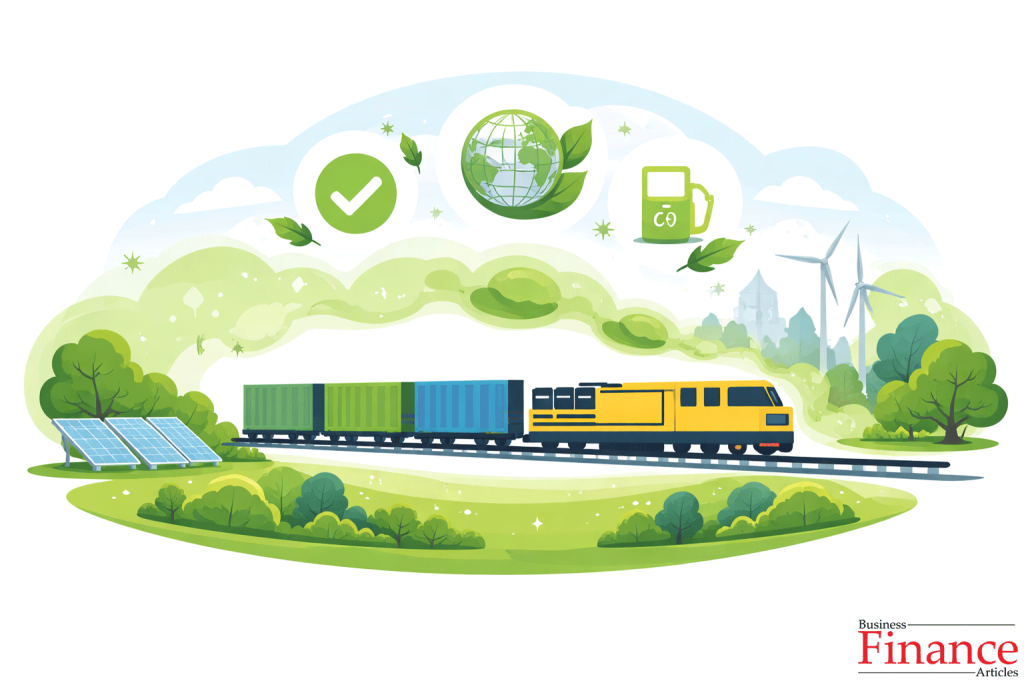 Sustainable railway freight transport with low emissions and eco-friendly logistics