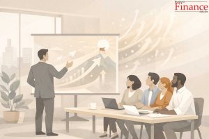 Transformational leadership showing a leader presenting a future vision to an engaged team