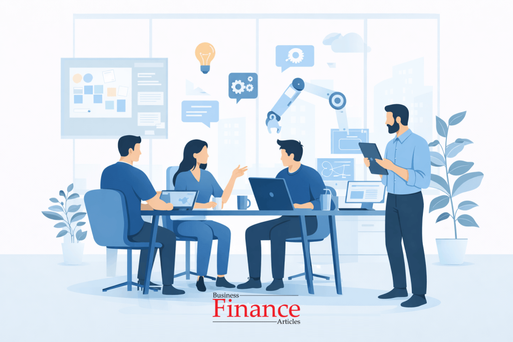 experienced team working independently in laissez-faire leadership environment