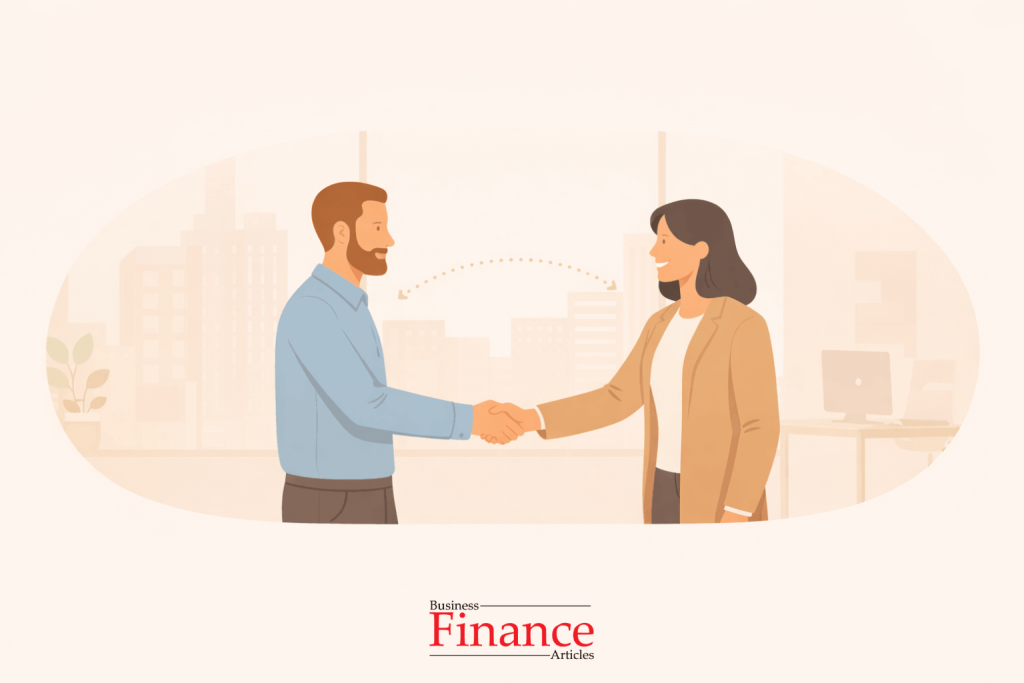 professionals meeting and forming first impressions in a workplace setting