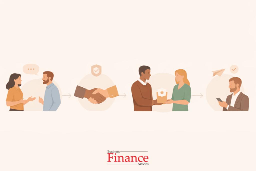 visual process of building professional relationships through communication, trust and consistency