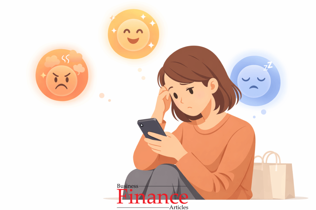 person shopping online due to stress or emotional triggers