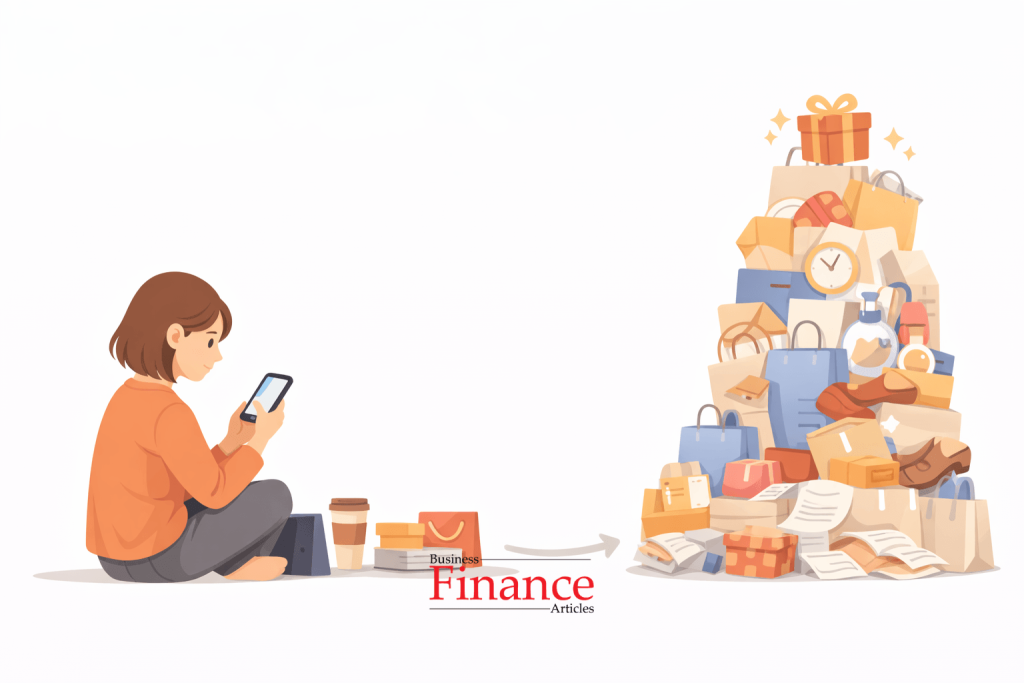 person making small repeated purchases that add up over time