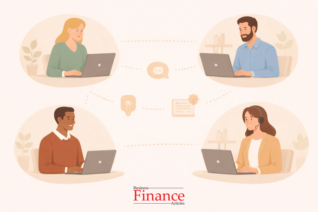 professionals building relationships through remote communication and virtual collaboration