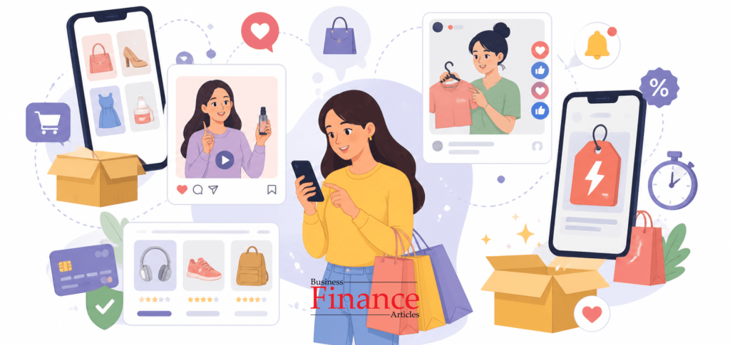 modern digital impulse buying through social media, influencers, and ecommerce algorithms
