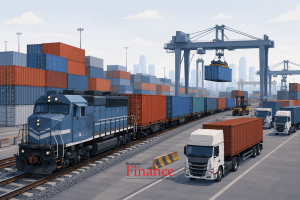 freight train waiting at crowded cargo terminal showing railway logistics limitations