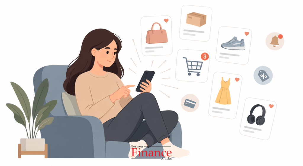 Lady unexpectedly making an online purchase through smartphone shopping