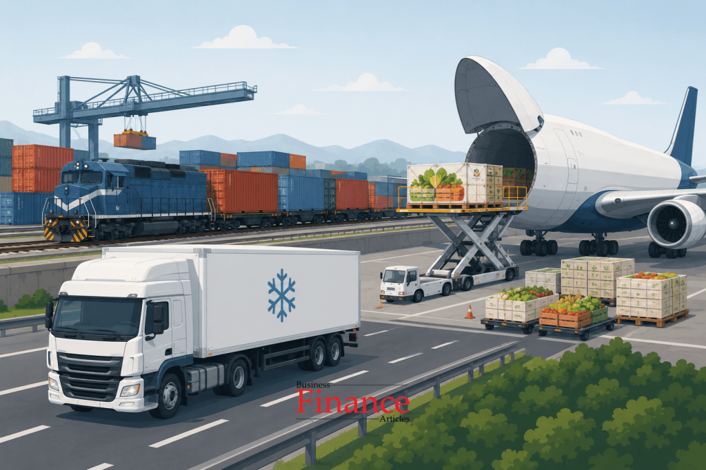 road and air transport handling perishable goods faster than railway freight